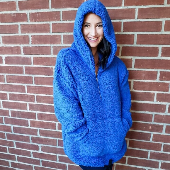Sweaters - 💙ONE LEFT💙 Half Zip Sherpa Hoodie